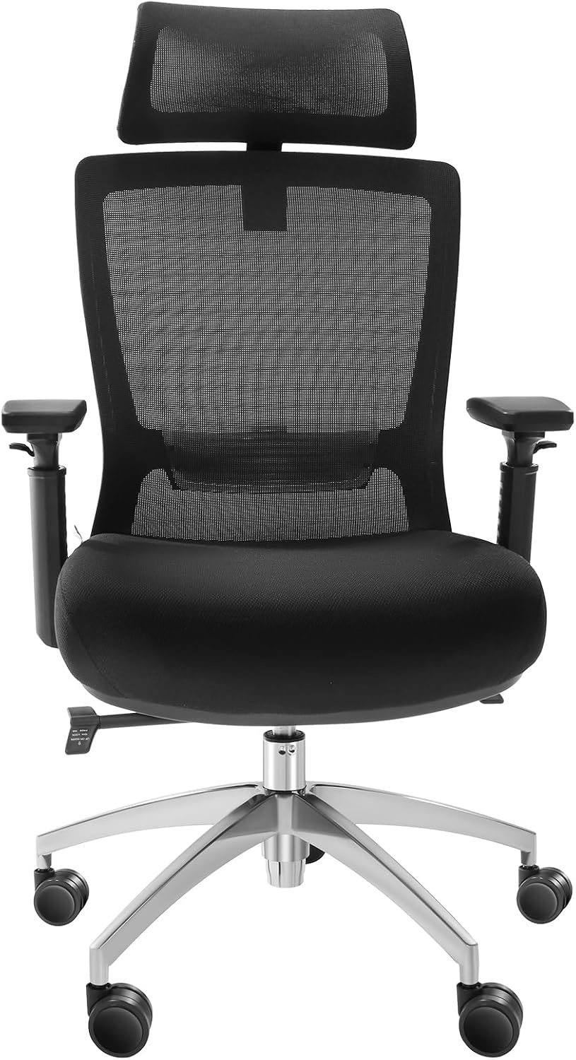 image:imageVEVOR Office Chair with Adjustable Seat Depth Ergonomic Desk Chair with Adaptive Backrest Lumbar Support Adjustable Headrest and Armrests Swivel Computer Task Chair for Home Office Black