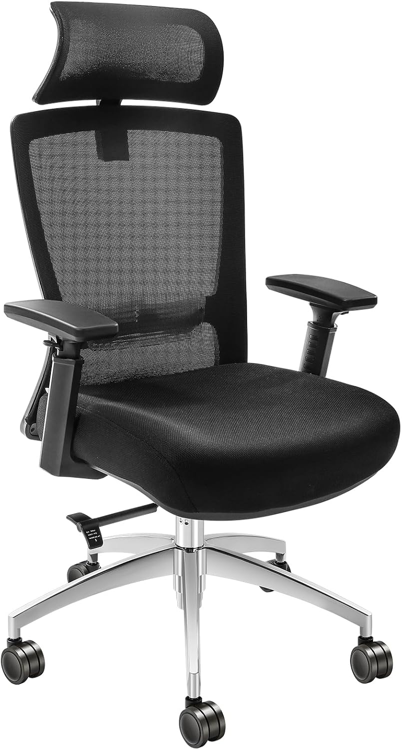 image:imageVEVOR Office Chair with Adjustable Seat Depth Ergonomic Desk Chair with Adaptive Backrest Lumbar Support Adjustable Headrest and Armrests Swivel Computer Task Chair for Home Office Black