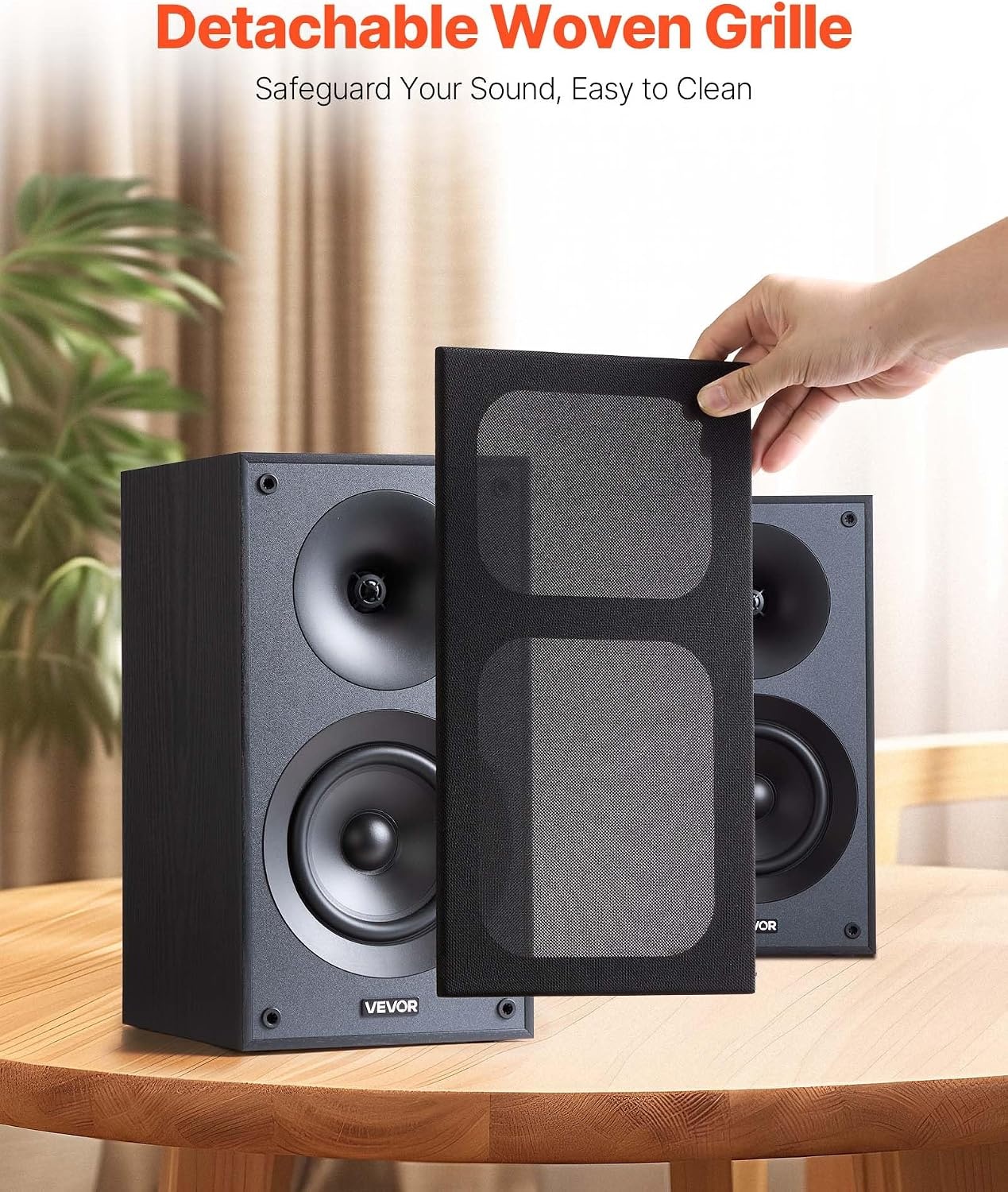 image:imageVEVOR Passive Bookshelf Speaker 300W Book Shelf Stereo Speakers with 525Inch Woofer and 1Inch Tweeter Detachable Grille 65Hz20KHz Frequency Response Wooden Enclosurefor Home Theater 1 Pair525 Inch
