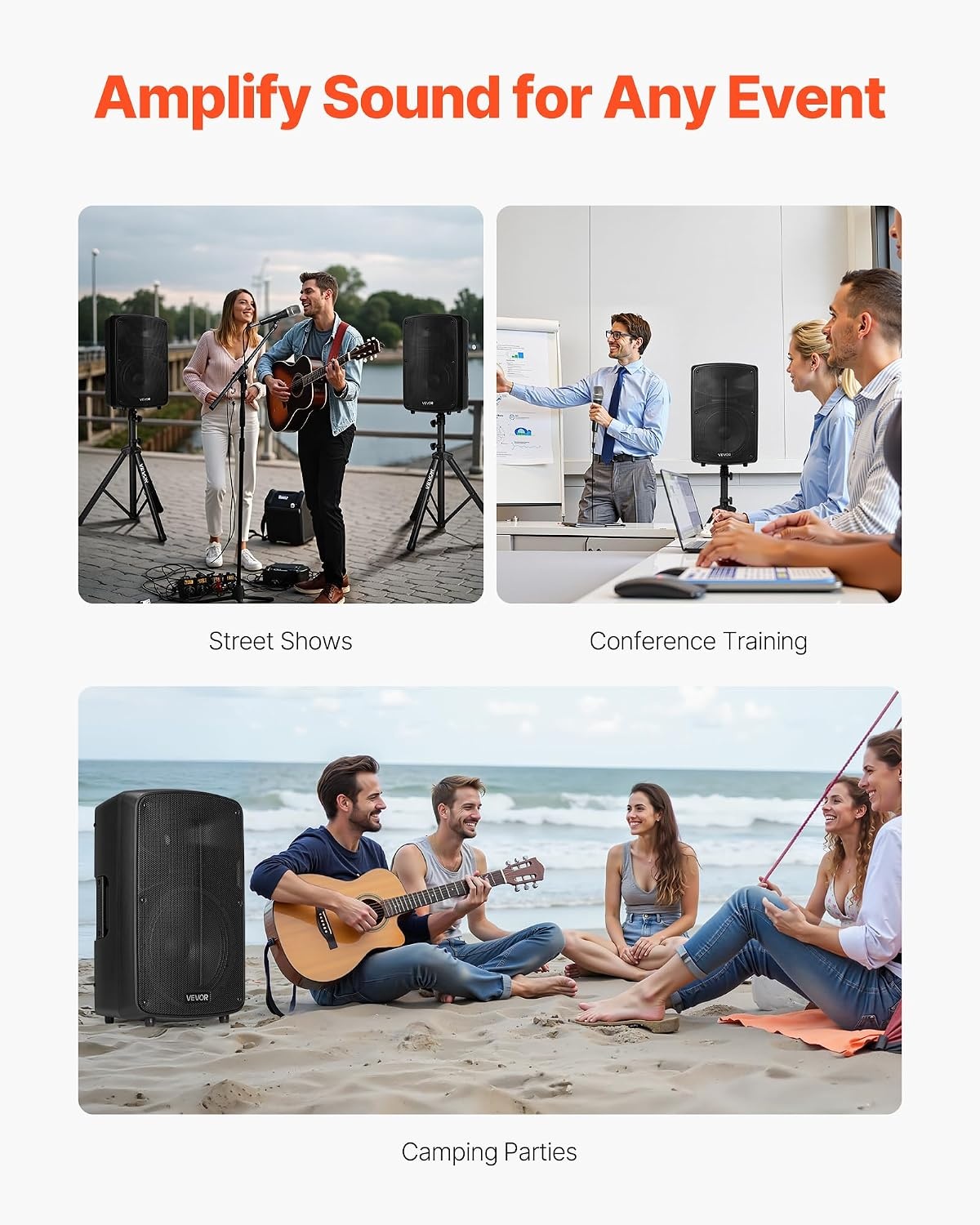 image:imageVEVOR Portable PA System with Wireless Microphone amp Speakers 800W Bluetooth PA System 6Channel Mixer Dual 10 Speakers USBSDXLR Inputs Remote Stands for DJsEvents Fitness IndoorOutdoor800W