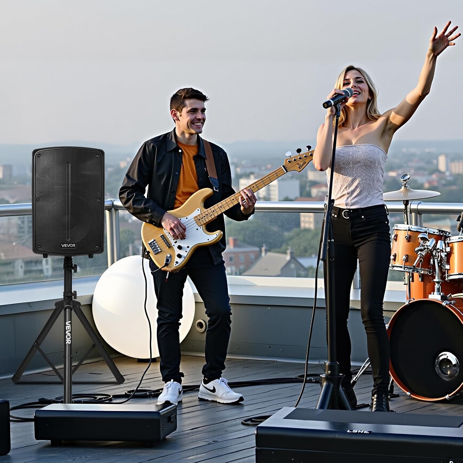 image:imageVEVOR Portable PA System with Wireless Microphone amp Speakers 800W Bluetooth PA System 6Channel Mixer Dual 10 Speakers USBSDXLR Inputs Remote Stands for DJsEvents Fitness IndoorOutdoor800W
