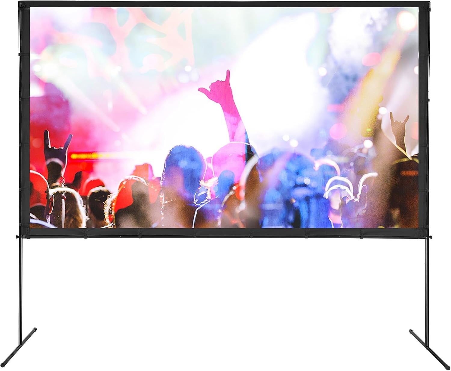 image:imageVEVOR Projector Screen with Stand 120 inch 169 4K 1080 HD Outdoor Movie Screen with Stand WrinkleFree Projection Screen with Bar Feet and Carry Bag for Home Theater Cinema Backyard Movie NightFlatfooted 120