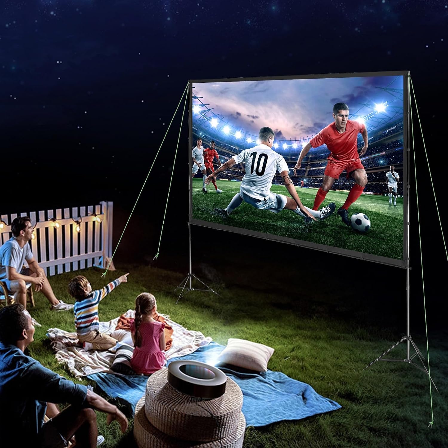 image:imageVEVOR Projector Screen with Stand 120 inch 169 4K 1080 HD Outdoor Movie Screen with Stand WrinkleFree Projection Screen with Bar Feet and Carry Bag for Home Theater Cinema Backyard Movie NightSixfooted 120