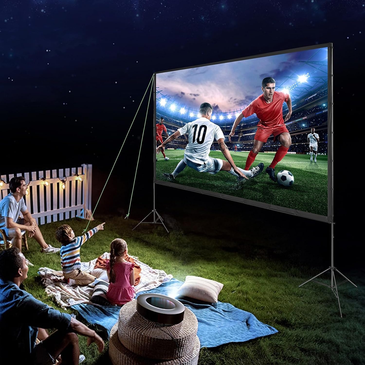 image:imageVEVOR Projector Screen with Stand 120 inch 169 4K 1080 HD Outdoor Movie Screen with Stand WrinkleFree Projection Screen with Bar Feet and Carry Bag for Home Theater Cinema Backyard Movie NightSixfooted 150