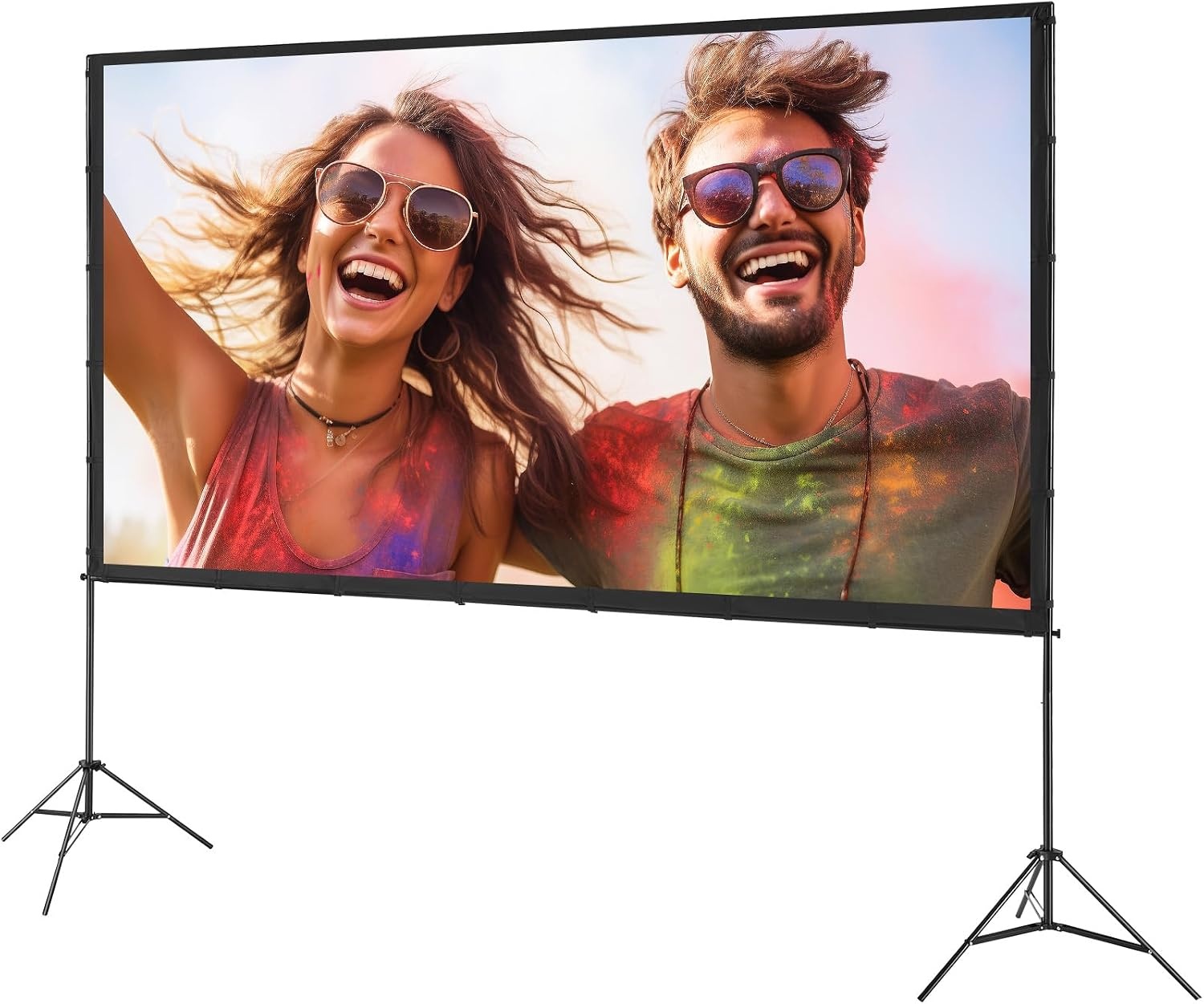 image:imageVEVOR Projector Screen with Stand 120 inch 169 4K 1080 HD Outdoor Movie Screen with Stand WrinkleFree Projection Screen with Bar Feet and Carry Bag for Home Theater Cinema Backyard Movie NightSixfooted 120