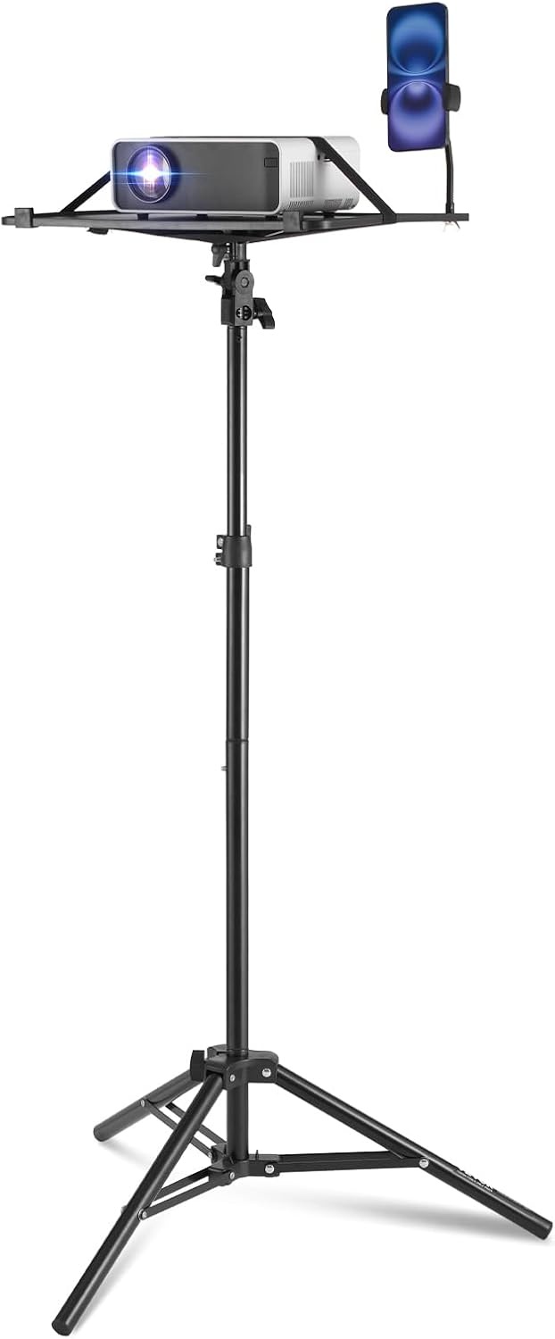 image:imageVEVOR Projector Stand with Wheels Laptop Stand Tripod Adjustable Height from 313 to 673 Projector Tripod Stand with 2 Trays amp Gooseneck Phone Holder for Outdoor Movies Home Office or StudioTripod without Wheels