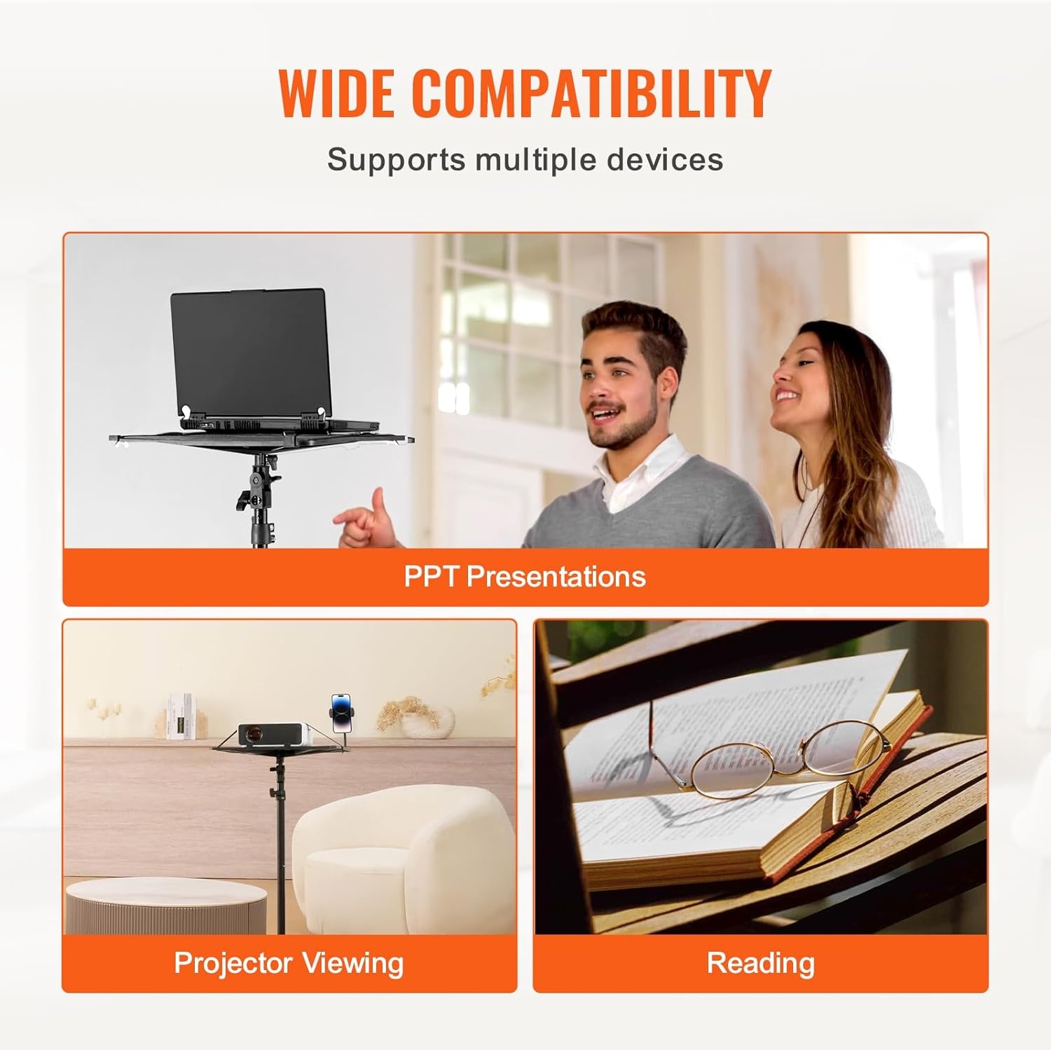 image:imageVEVOR Projector Stand with Wheels Laptop Stand Tripod Adjustable Height from 313 to 673 Projector Tripod Stand with 2 Trays amp Gooseneck Phone Holder for Outdoor Movies Home Office or StudioTripod without Wheels
