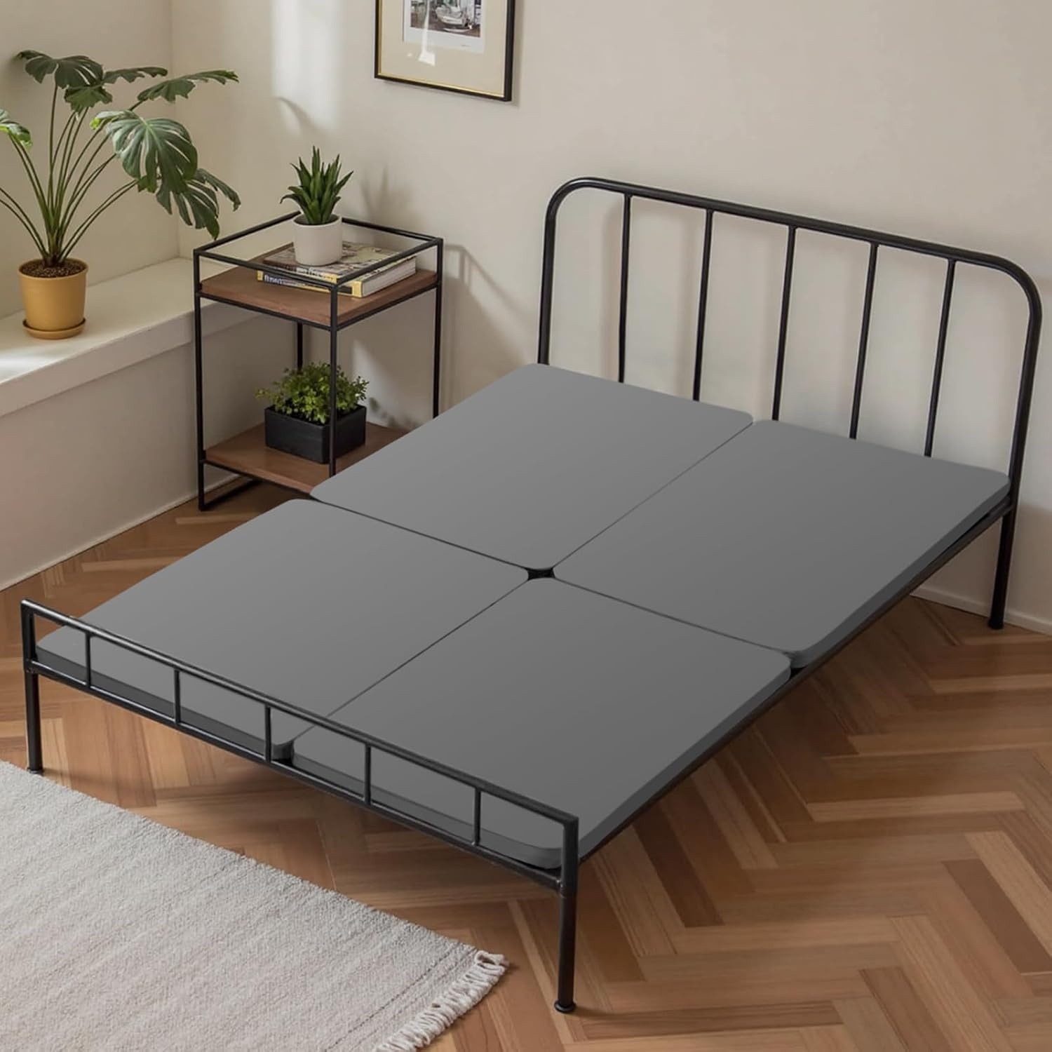image:imageVEVOR Queen Size Bunkie Board 15 in Bed Board Slats with 200D Oxford Cloth Wooden Mattress Support for Queen Size Bed Easy Assembly Support Under Mattress 4 Piece Gray