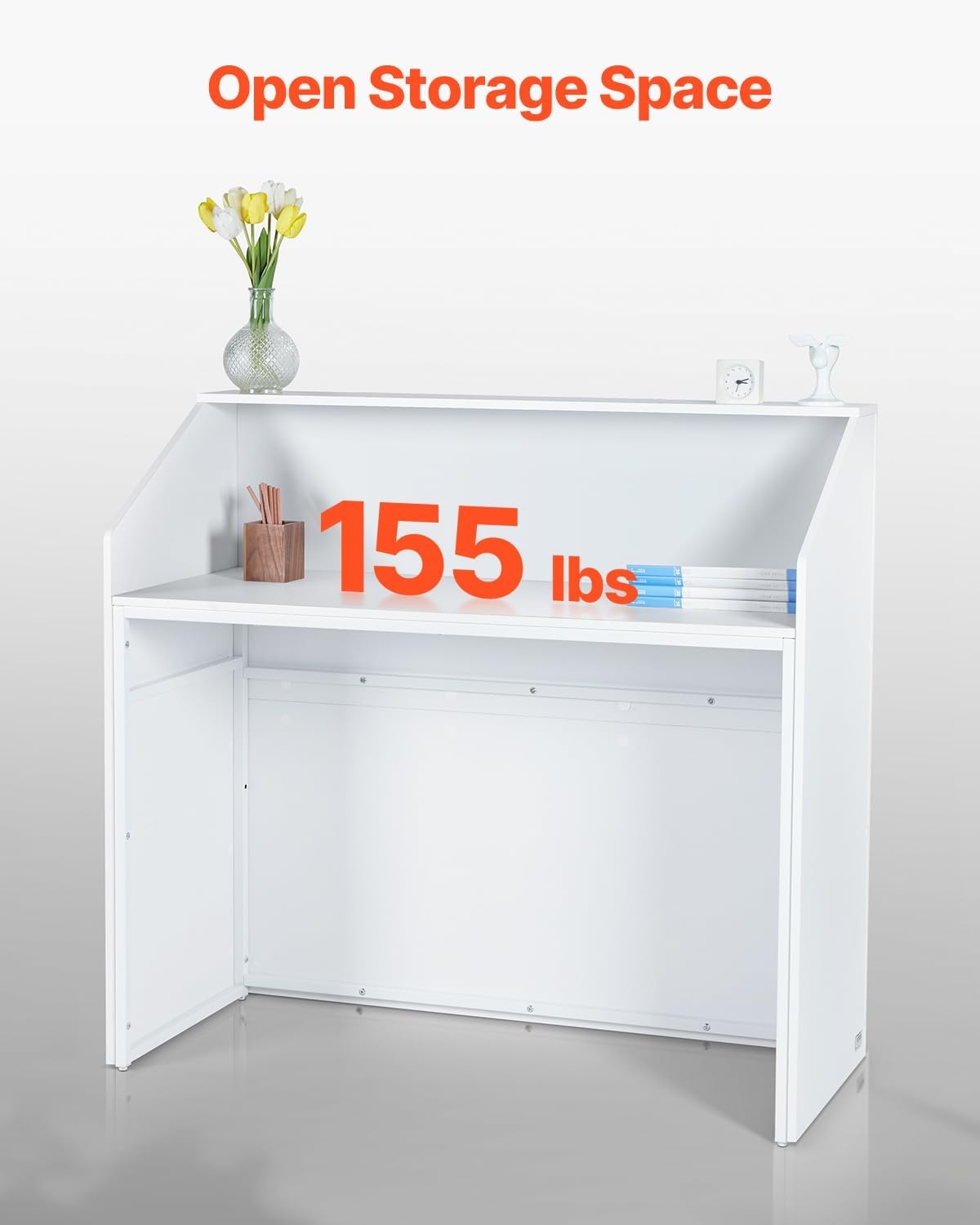 image:imageVEVOR Reception Desk 46 Inch Rectangular Front Counter Table Office Reception Desk Retail Counter and Front Reception Counter for Checkout Lobby Beauty Salon and Office WhiteWhite