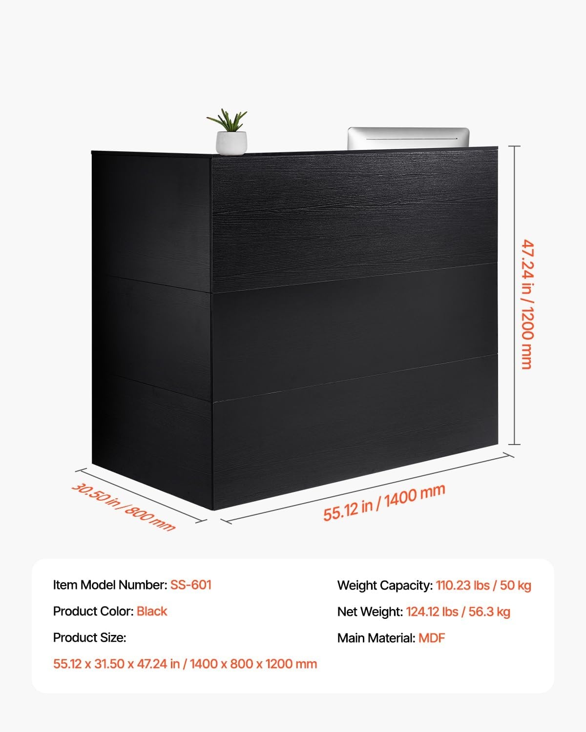 image:imageVEVOR Reception Desk 55Inch LShaped Front Counter Table Office Reception Counter with Drawer Keyboard Tray and Storage Cabinet for Checkout Lobby Beauty Salon amp Office Black