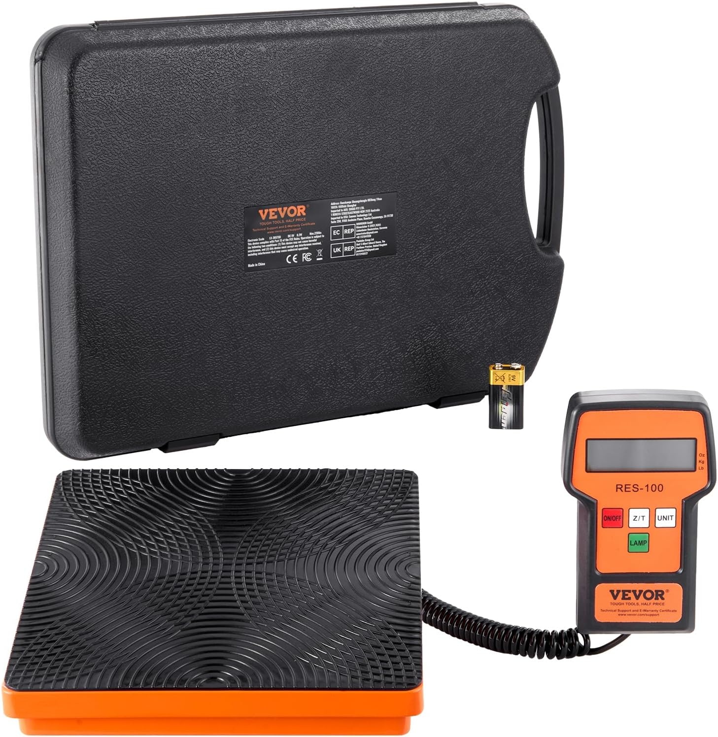 image:imageVEVOR Refrigerant Scale 110 LBS HAVC Charging Recovery Freon Scale with Wired Remote Control 2g High Precision Electronic Digital Recovery Weight Scale with Case and Dry Battery220 LBS