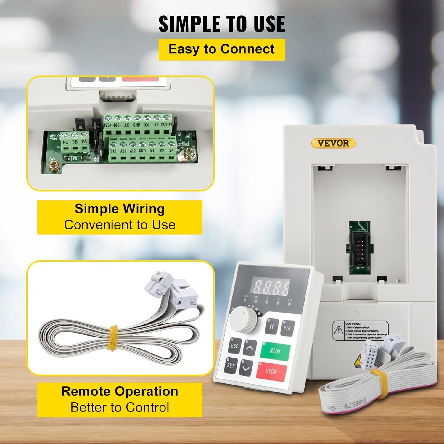 image:imageVEVOR Single Phase to 3Phase Rotary Converter 75HP 21A 208240V InputOutput Rotary Phase Converter Expandable to Higher Horsepower for HeavyLoad Equipment242lbs
