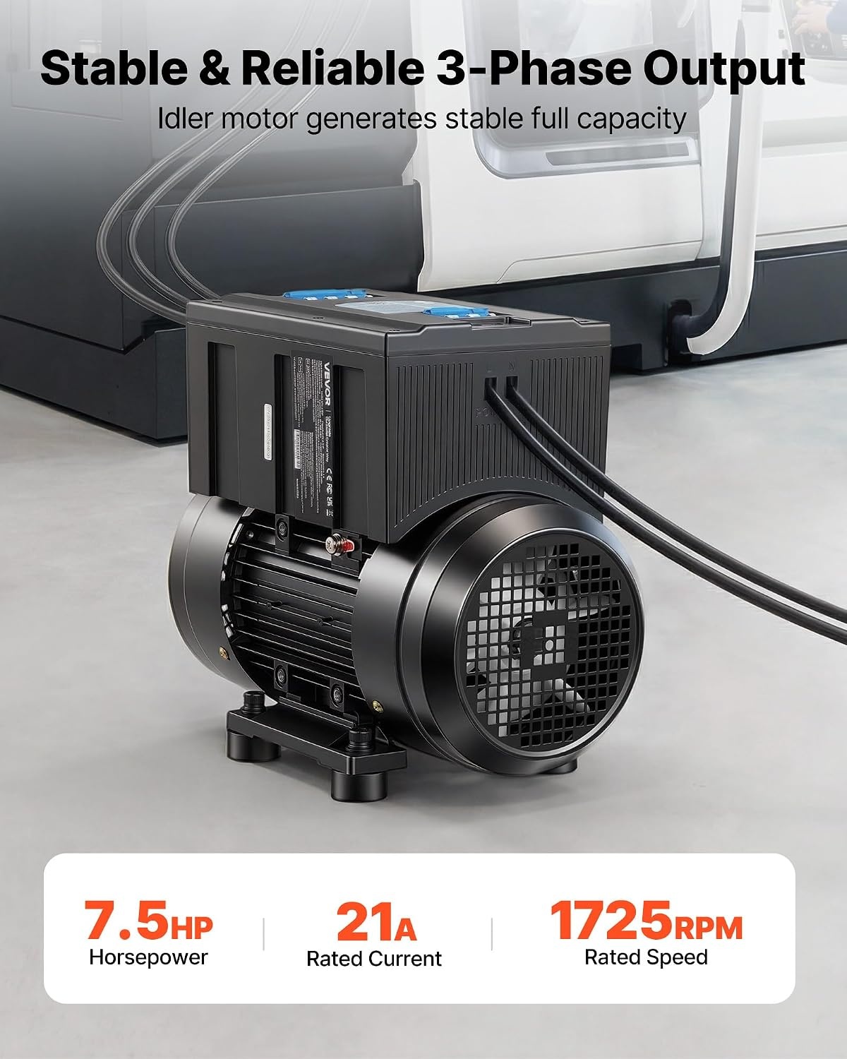 image:imageVEVOR Single Phase to 3Phase Rotary Converter 75HP 21A 208240V InputOutput Rotary Phase Converter Expandable to Higher Horsepower for HeavyLoad Equipment75HP21A