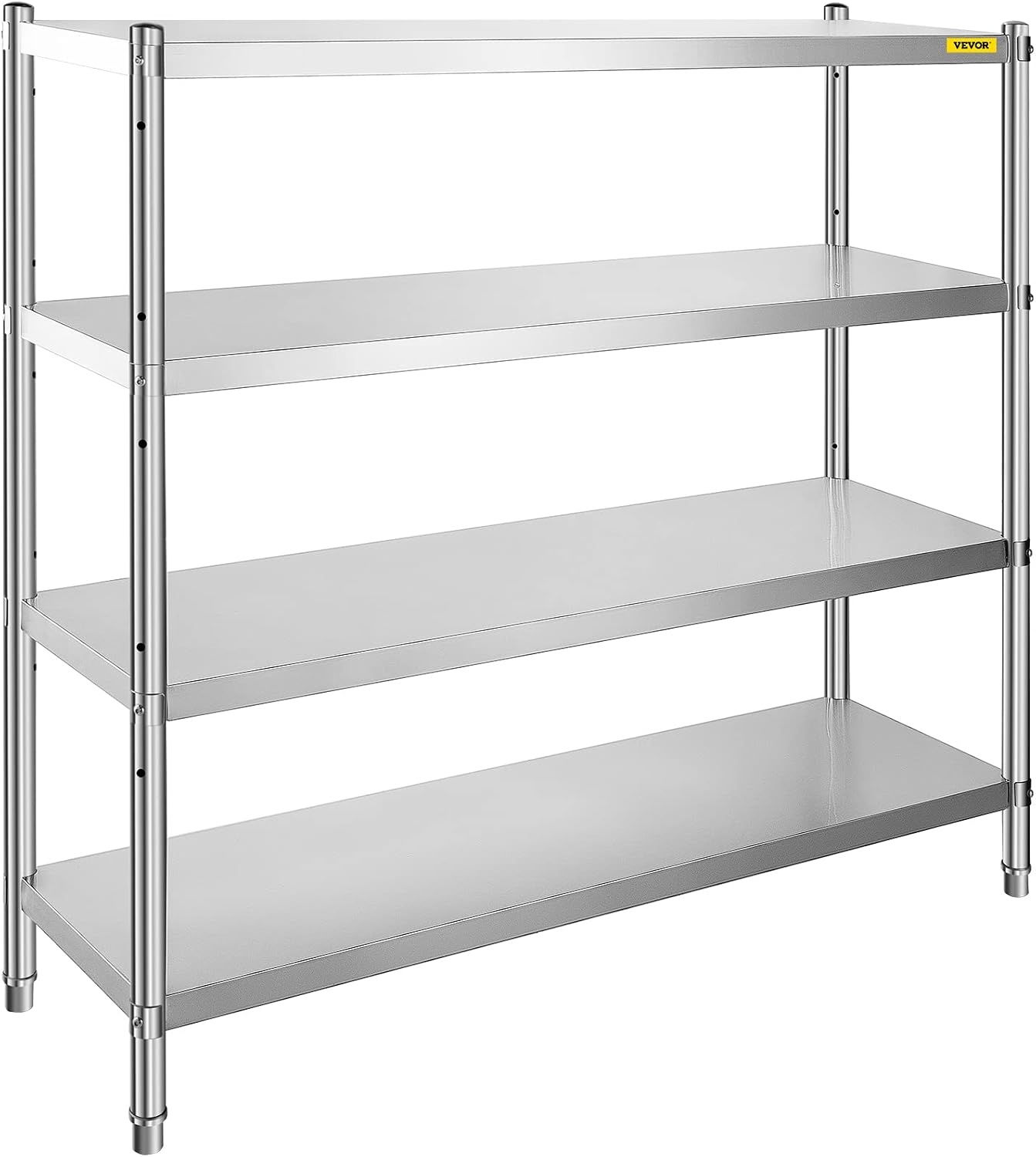 image:imageVEVOR Stainless Steel Shelving 60x185 Inch 4 Tier Adjustable Shelf Storage Unit Stainless Steel Heavy Duty Shelving for Kitchen Commercial Office Garage Storage 330lb Per Shelf