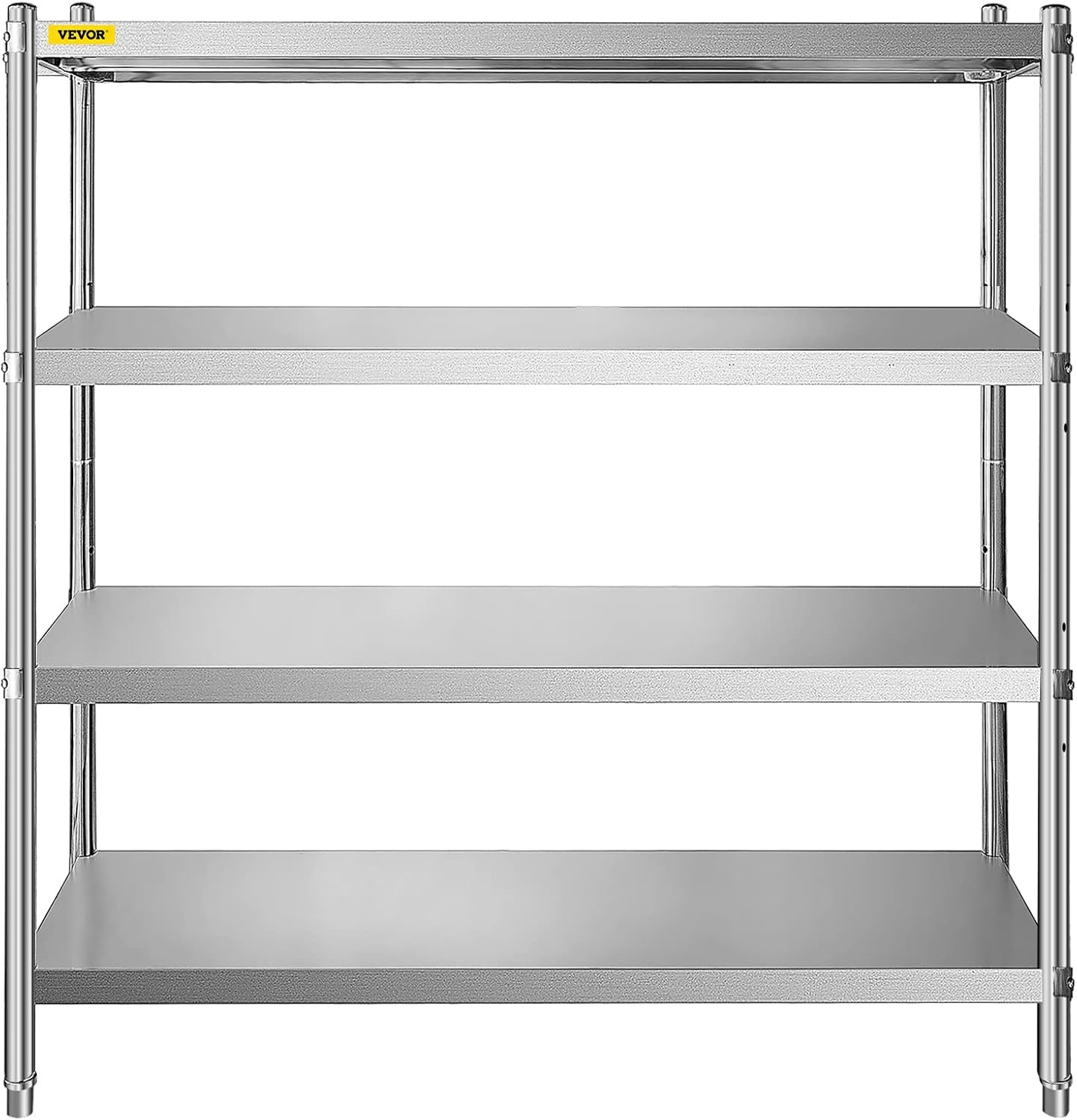 image:imageVEVOR Stainless Steel Shelving 60x185 Inch 4 Tier Adjustable Shelf Storage Unit Stainless Steel Heavy Duty Shelving for Kitchen Commercial Office Garage Storage 330lb Per Shelf