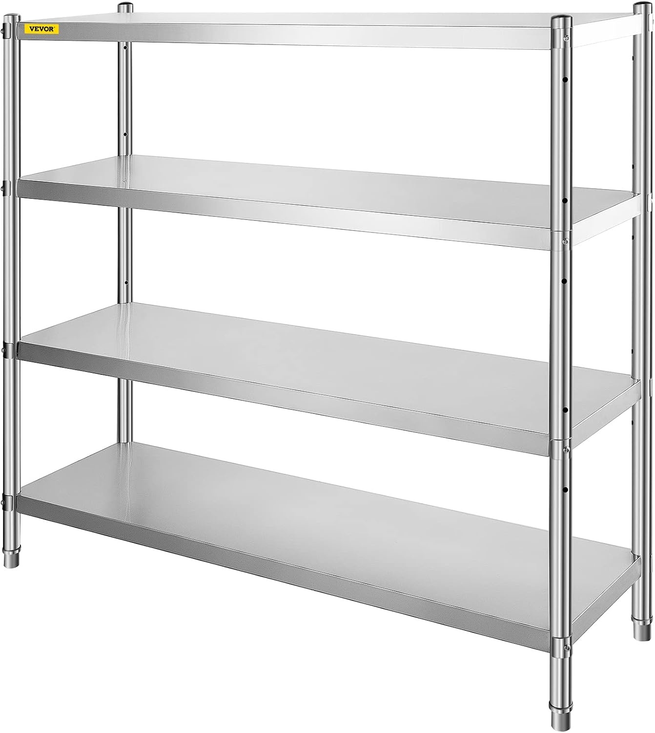 image:imageVEVOR Stainless Steel Shelving 60x185 Inch 4 Tier Adjustable Shelf Storage Unit Stainless Steel Heavy Duty Shelving for Kitchen Commercial Office Garage Storage 330lb Per Shelf