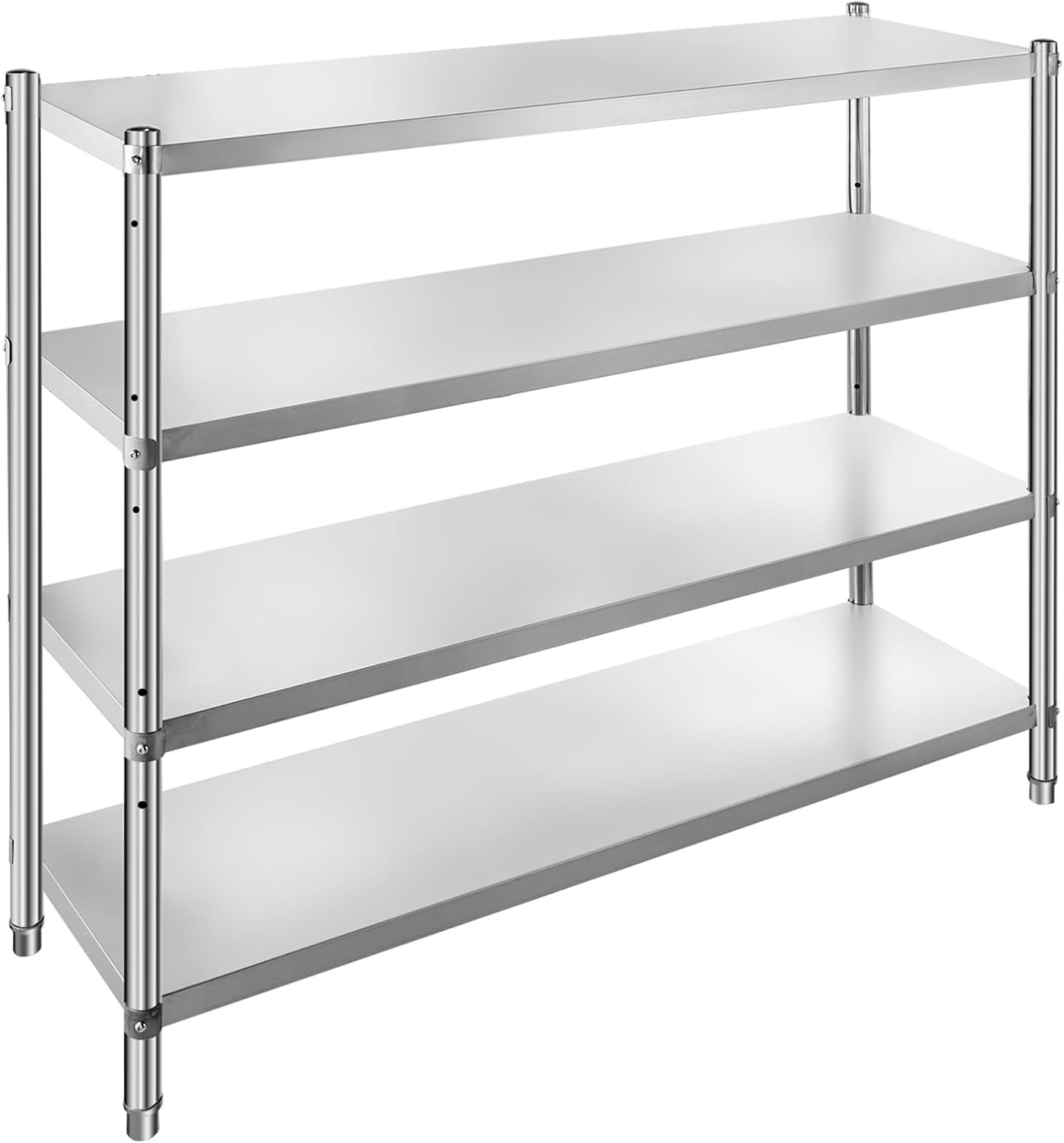 image:imageVEVOR Stainless Steel Shelving 60x185 Inch 4 Tier Adjustable Shelf Storage Unit Stainless Steel Heavy Duty Shelving for Kitchen Commercial Office Garage Storage 330lb Per Shelf