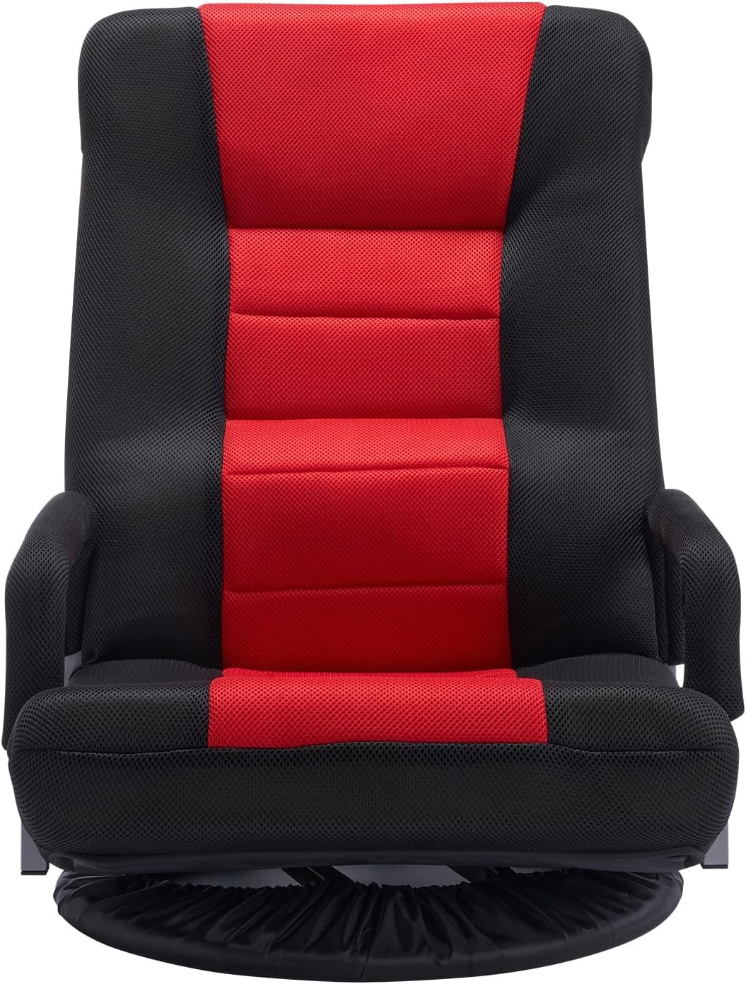 image:imageVEVOR Swivel Floor Gaming Chair with Armrests 360Degree Rotating Floor Chair with 6 Adjustable Position Folding Backrest and Lumbar Support Folding Video Reclining Sofa for TV Reading Red Black