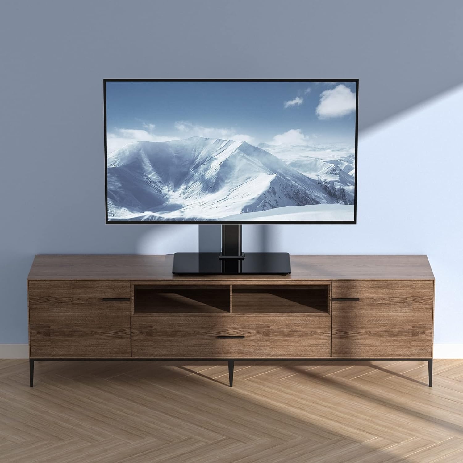 image:imageVEVOR Swivel TV Stand Mount Adjustable Floor Stand for 3285 Inch TVs Holds Up to 110lbs Height Adjustable with Tempered Glass Base Max VESA 400x800mm for Living Room or Bedroom3255inch
