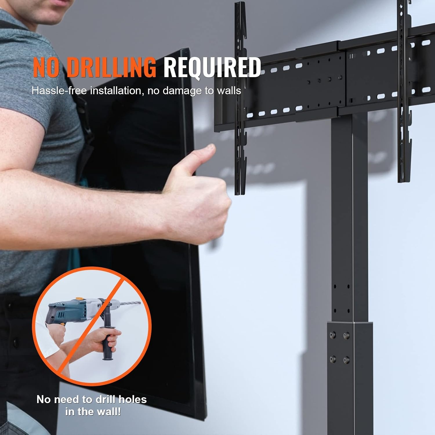 image:imageVEVOR Swivel TV Stand Mount Adjustable Floor Stand for 3285 Inch TVs Holds Up to 110lbs Height Adjustable with Tempered Glass Base Max VESA 400x800mm for Living Room or Bedroom3285inch