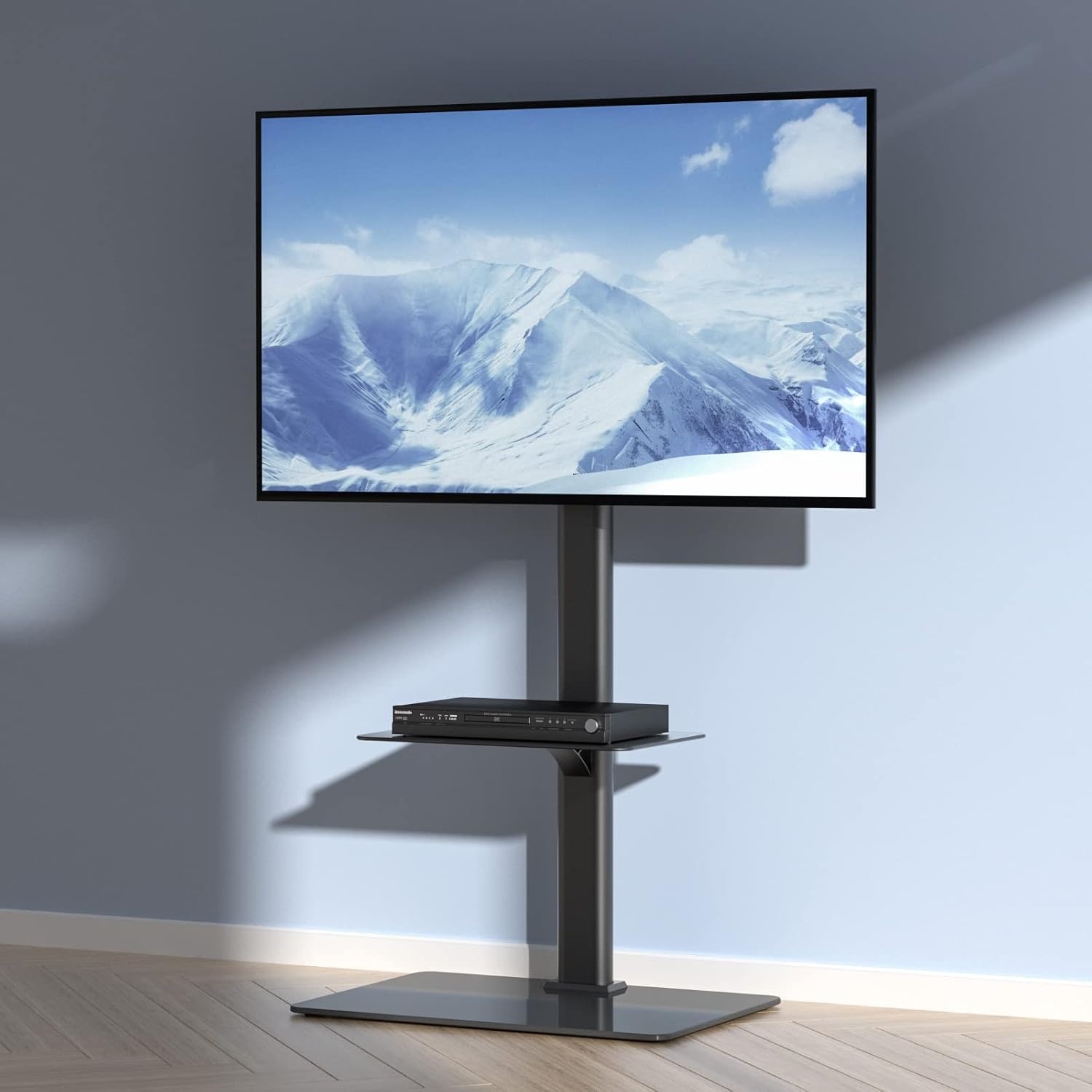image:imageVEVOR Swivel TV Stand Mount Adjustable Floor Stand for 3285 Inch TVs Holds Up to 110lbs Height Adjustable with Tempered Glass Base Max VESA 400x800mm for Living Room or Bedroom3265inch