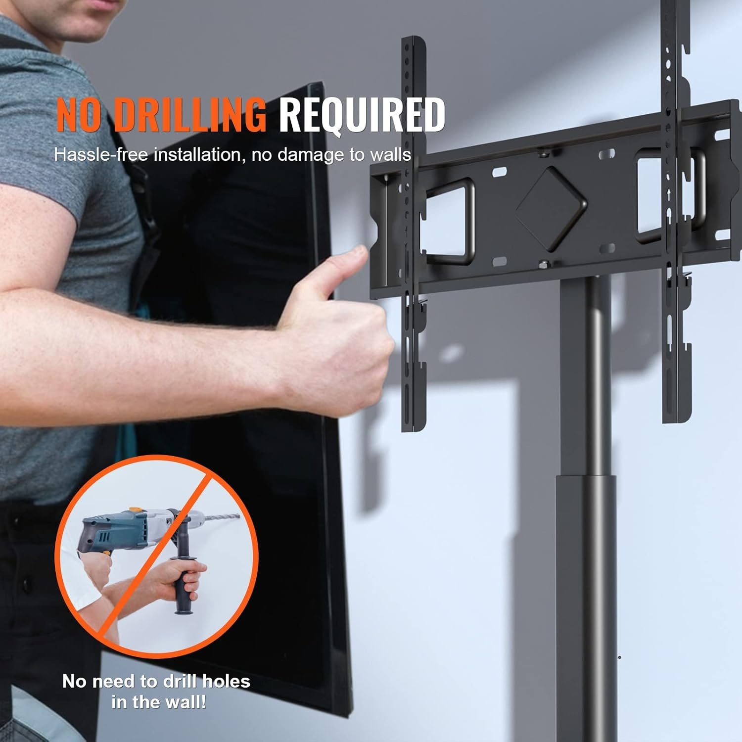 image:imageVEVOR Swivel TV Stand Mount Adjustable Floor Stand for 3285 Inch TVs Holds Up to 110lbs Height Adjustable with Tempered Glass Base Max VESA 400x800mm for Living Room or Bedroom3265inch