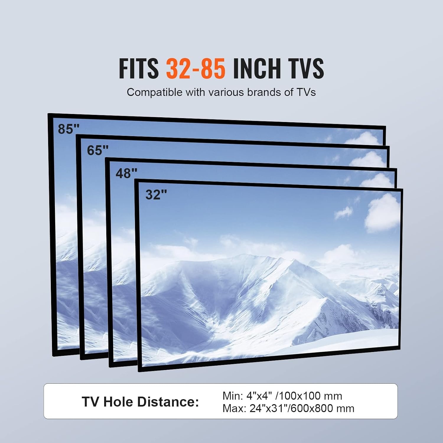 image:imageVEVOR Swivel TV Stand Mount Adjustable Floor Stand for 3285 Inch TVs Holds Up to 110lbs Height Adjustable with Tempered Glass Base Max VESA 400x800mm for Living Room or Bedroom3285inch