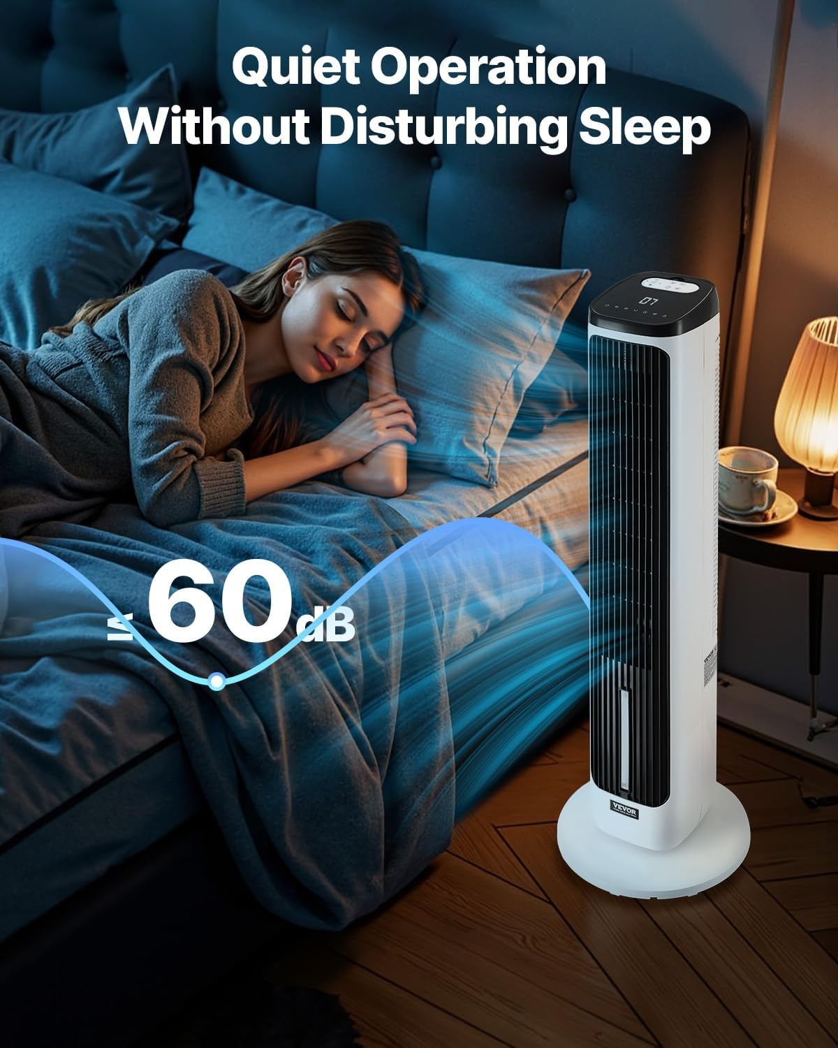 image:imageVEVOR Tower Fan 22 fts Velocity Quiet Floor Fan 70 Oscillating Fans for Indoors with 3 Speeds 4 Modes 12H Timer Portable Standing Bladeless Fan with Remote Control for Bedroom Office HomeEvaporative Air Cooler