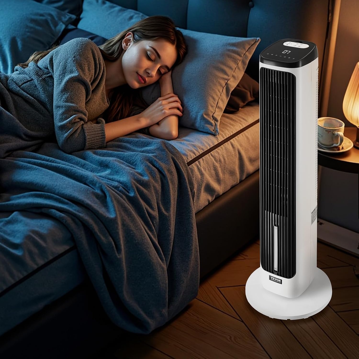 image:imageVEVOR Tower Fan 22 fts Velocity Quiet Floor Fan 70 Oscillating Fans for Indoors with 3 Speeds 4 Modes 12H Timer Portable Standing Bladeless Fan with Remote Control for Bedroom Office HomeEvaporative Air Cooler