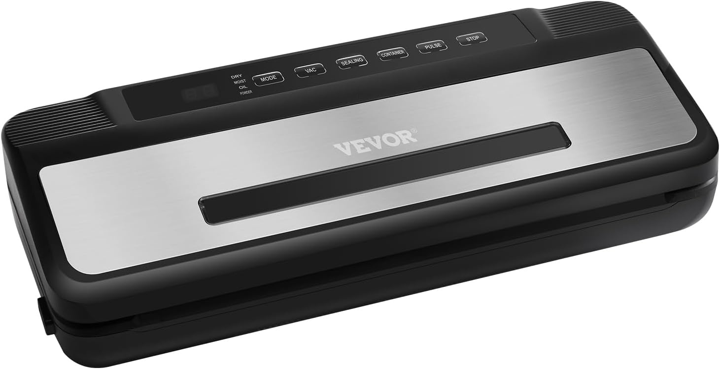 image:imageVEVOR Vacuum Sealer Machine 95Kpa 350W Powerful Dual Pump and Dual Sealing Dry and Moist Food Storage Automatic and Manual Air Sealing System with Builtin Cutter with Seal Bag and External Hose80 KPA