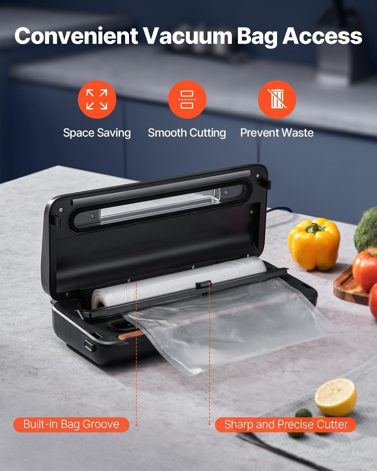 image:imageVEVOR Vacuum Sealer Machine 95Kpa 350W Powerful Dual Pump and Dual Sealing Dry and Moist Food Storage Automatic and Manual Air Sealing System with Builtin Cutter with Seal Bag and External Hose80 KPA