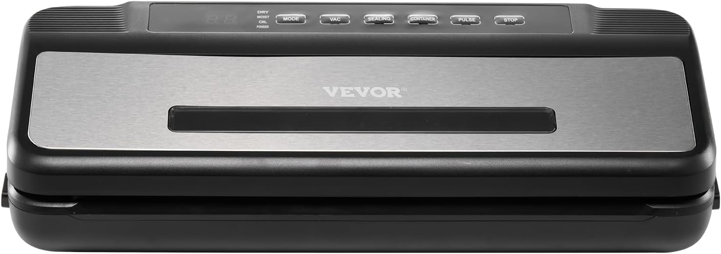 image:imageVEVOR Vacuum Sealer Machine 95Kpa 350W Powerful Dual Pump and Dual Sealing Dry and Moist Food Storage Automatic and Manual Air Sealing System with Builtin Cutter with Seal Bag and External Hose80 KPA