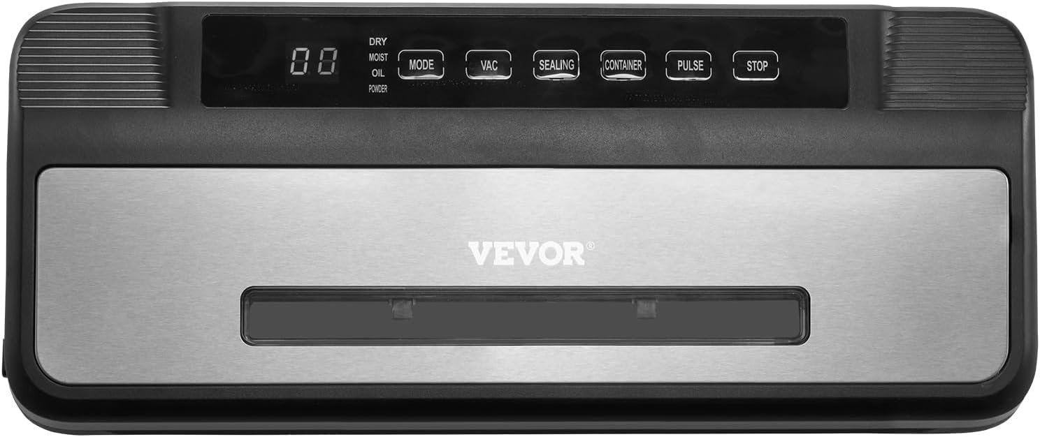 image:imageVEVOR Vacuum Sealer Machine 95Kpa 350W Powerful Dual Pump and Dual Sealing Dry and Moist Food Storage Automatic and Manual Air Sealing System with Builtin Cutter with Seal Bag and External Hose80 KPA