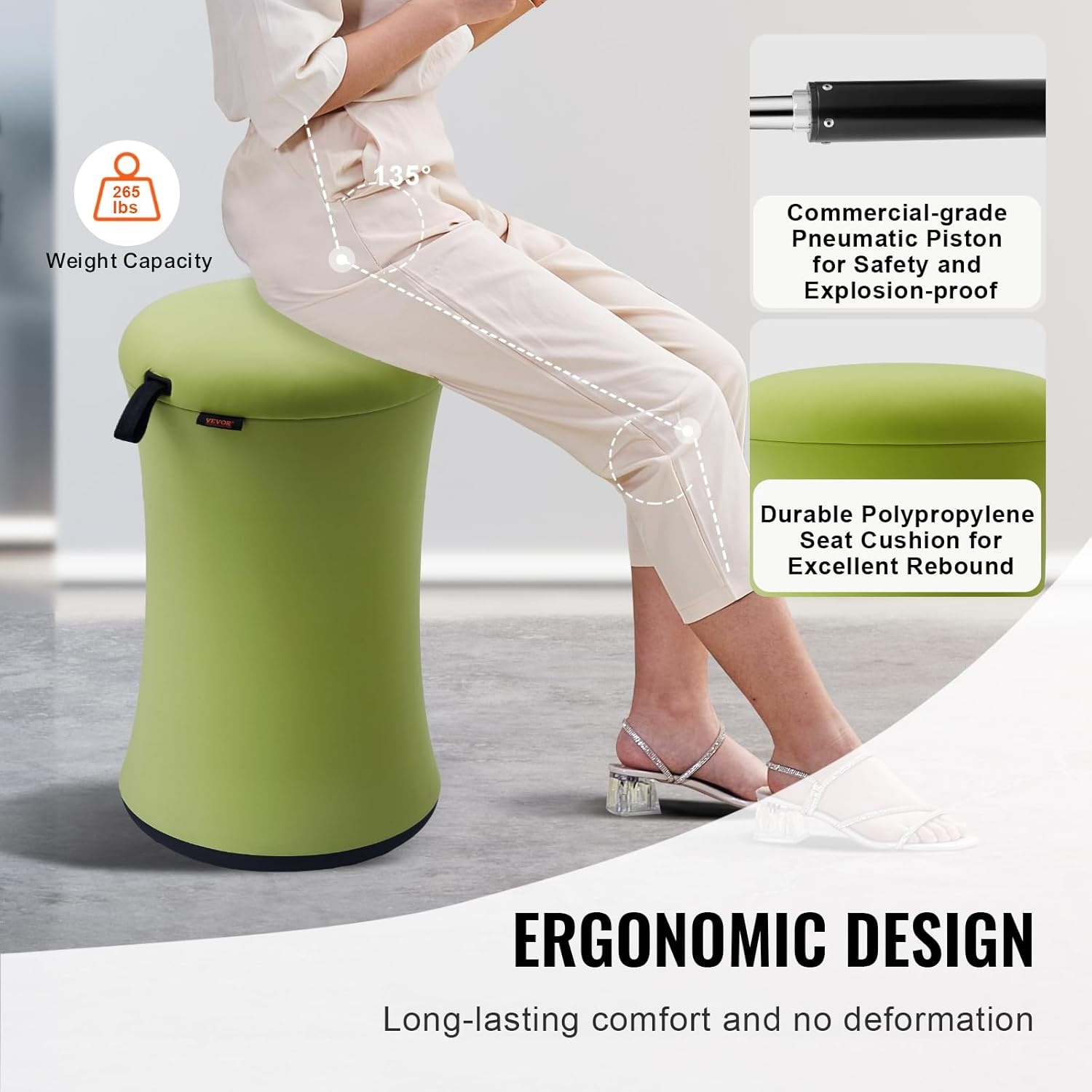 image:imageVEVOR Wobble Chair HeightAdjustable 157217 Active Chair Flexible Seating Wobble Stool Made of PVCABS Improves Focus amp Posture Ideal for Schools Office and Home Age 1218 BlackGreenadults