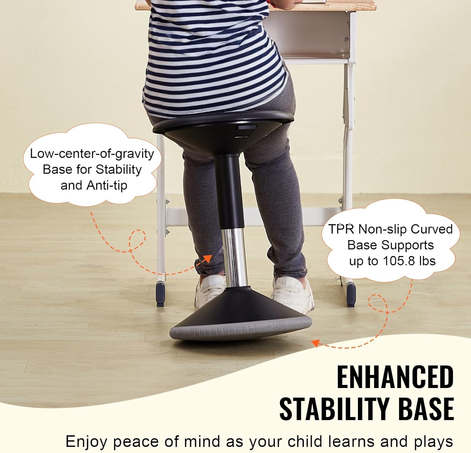 image:imageVEVOR Wobble Chair HeightAdjustable 157217 Active Chair Flexible Seating Wobble Stool Made of PVCABS Improves Focus amp Posture Ideal for Schools Office and Home Age 1218 BlackBlack