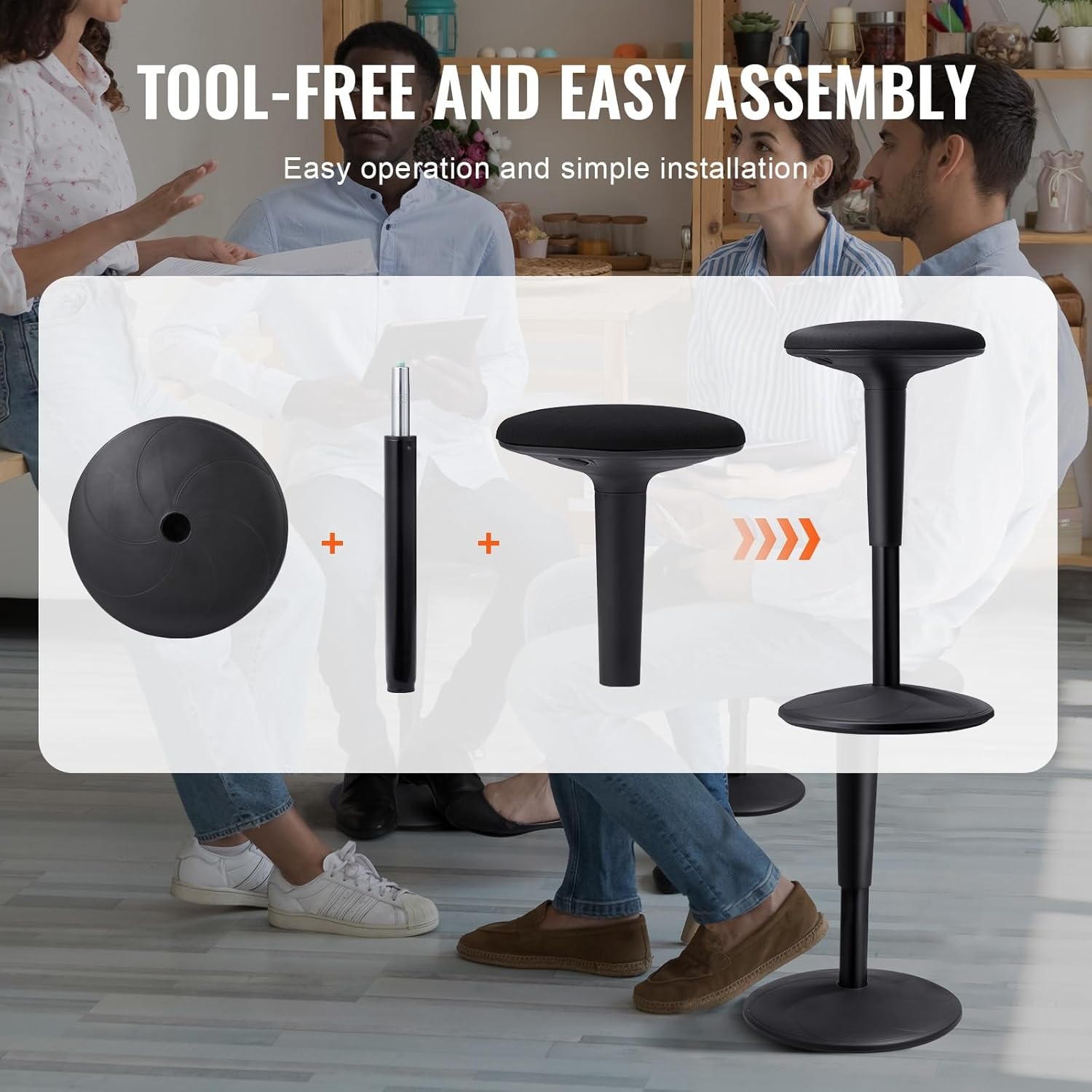 image:imageVEVOR Wobble Chair HeightAdjustable 157217 Active Chair Flexible Seating Wobble Stool Made of PVCABS Improves Focus amp Posture Ideal for Schools Office and Home Age 1218 BlackBlack
