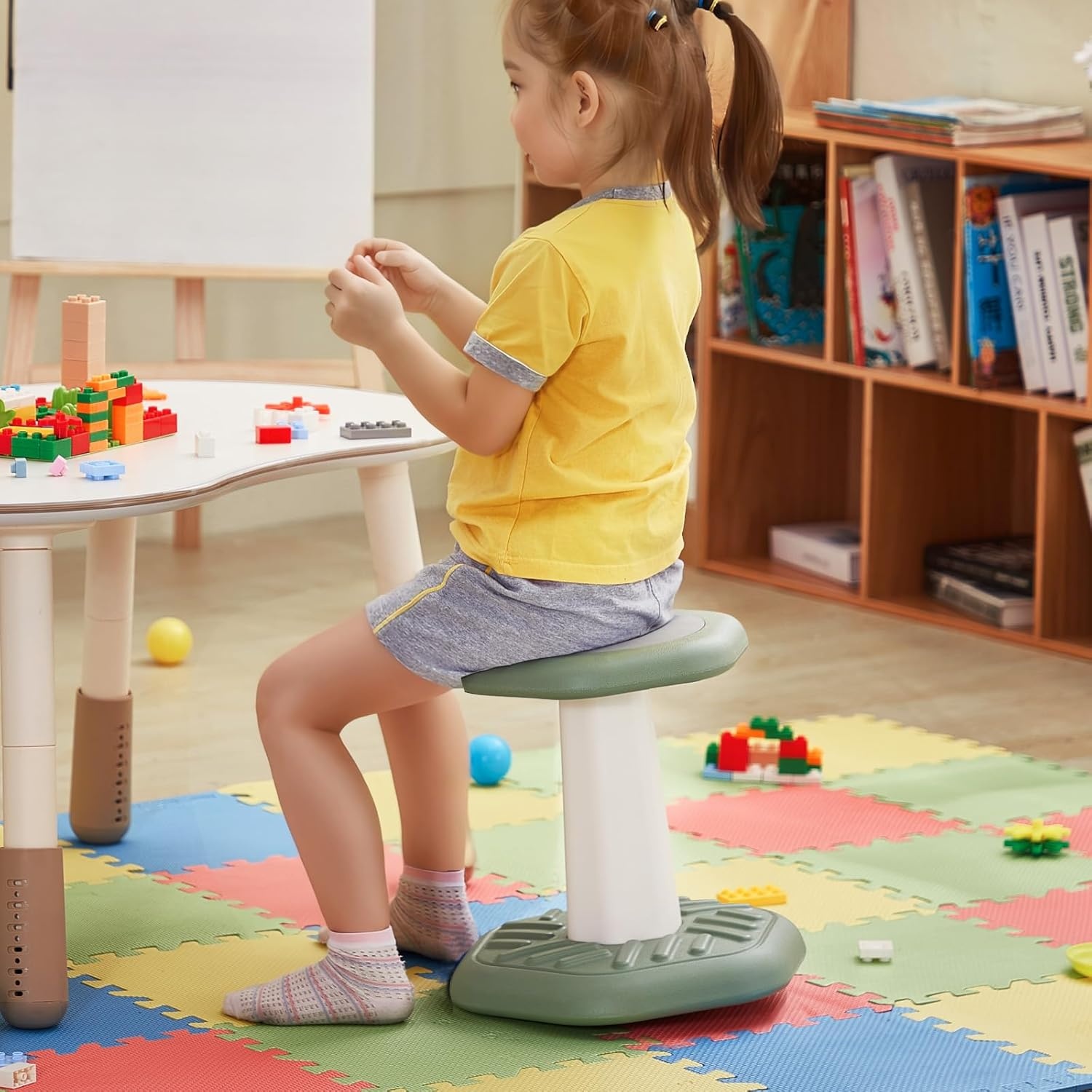 image:imageVEVOR Wobble Chair HeightAdjustable 157217 Active Chair Flexible Seating Wobble Stool Made of PVCABS Improves Focus amp Posture Ideal for Schools Office and Home Age 1218 BlackGreen