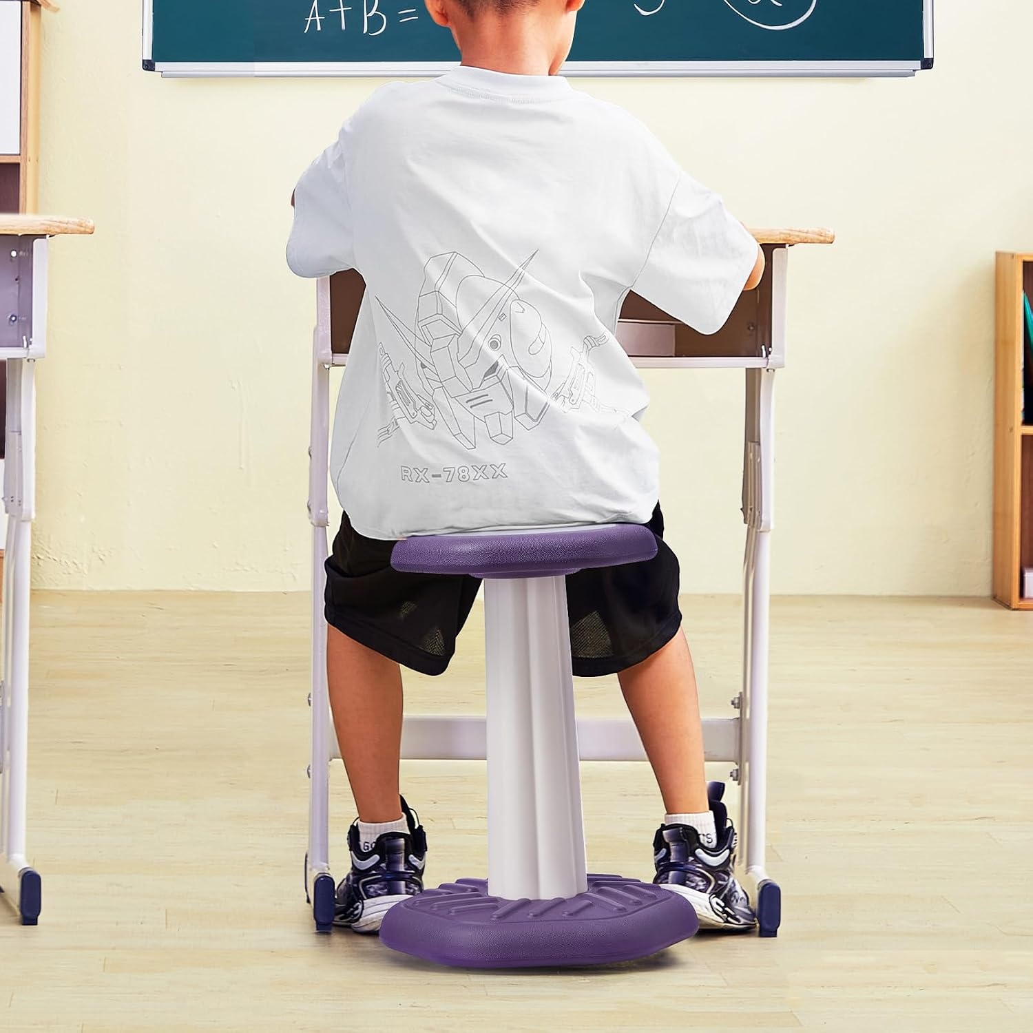 image:imageVEVOR Wobble Chair HeightAdjustable 157217 Active Chair Flexible Seating Wobble Stool Made of PVCABS Improves Focus amp Posture Ideal for Schools Office and Home Age 1218 BlackPurple