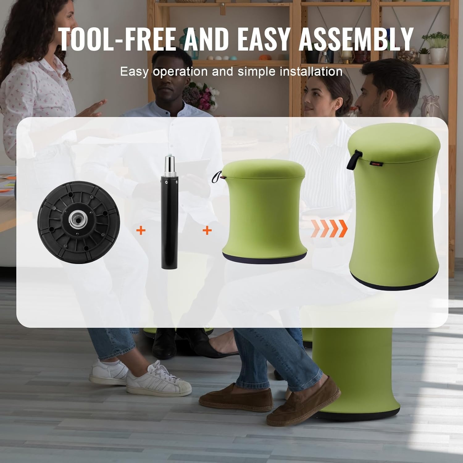 image:imageVEVOR Wobble Chair HeightAdjustable 157217 Active Chair Flexible Seating Wobble Stool Made of PVCABS Improves Focus amp Posture Ideal for Schools Office and Home Age 1218 BlackGreenadults