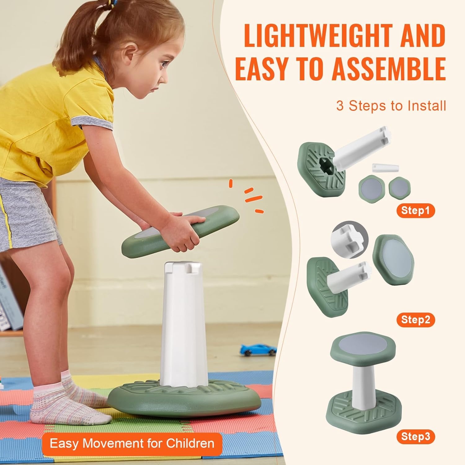 image:imageVEVOR Wobble Chair HeightAdjustable 157217 Active Chair Flexible Seating Wobble Stool Made of PVCABS Improves Focus amp Posture Ideal for Schools Office and Home Age 1218 BlackGreen