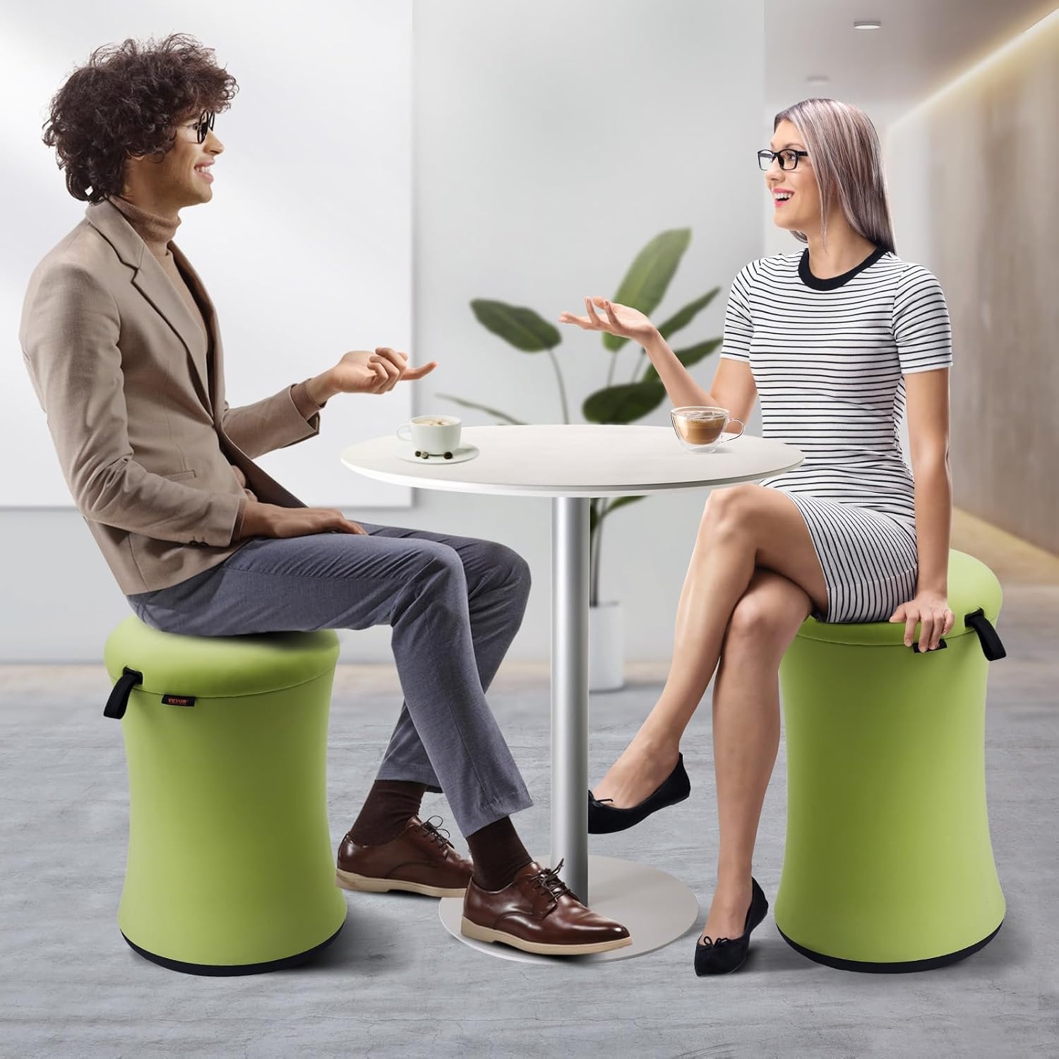 image:imageVEVOR Wobble Chair HeightAdjustable 157217 Active Chair Flexible Seating Wobble Stool Made of PVCABS Improves Focus amp Posture Ideal for Schools Office and Home Age 1218 BlackGreenadults