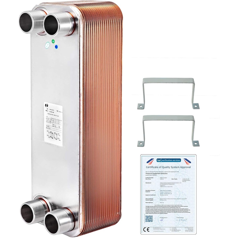 image:imageBestEquip Heat Exchanger 3x75 60 Plates Brazed Plate Heat Exchanger 316L 12 BSP FPT Heat Exchanger EATB12 Beer Wort Chiller for Hydronic Heating40