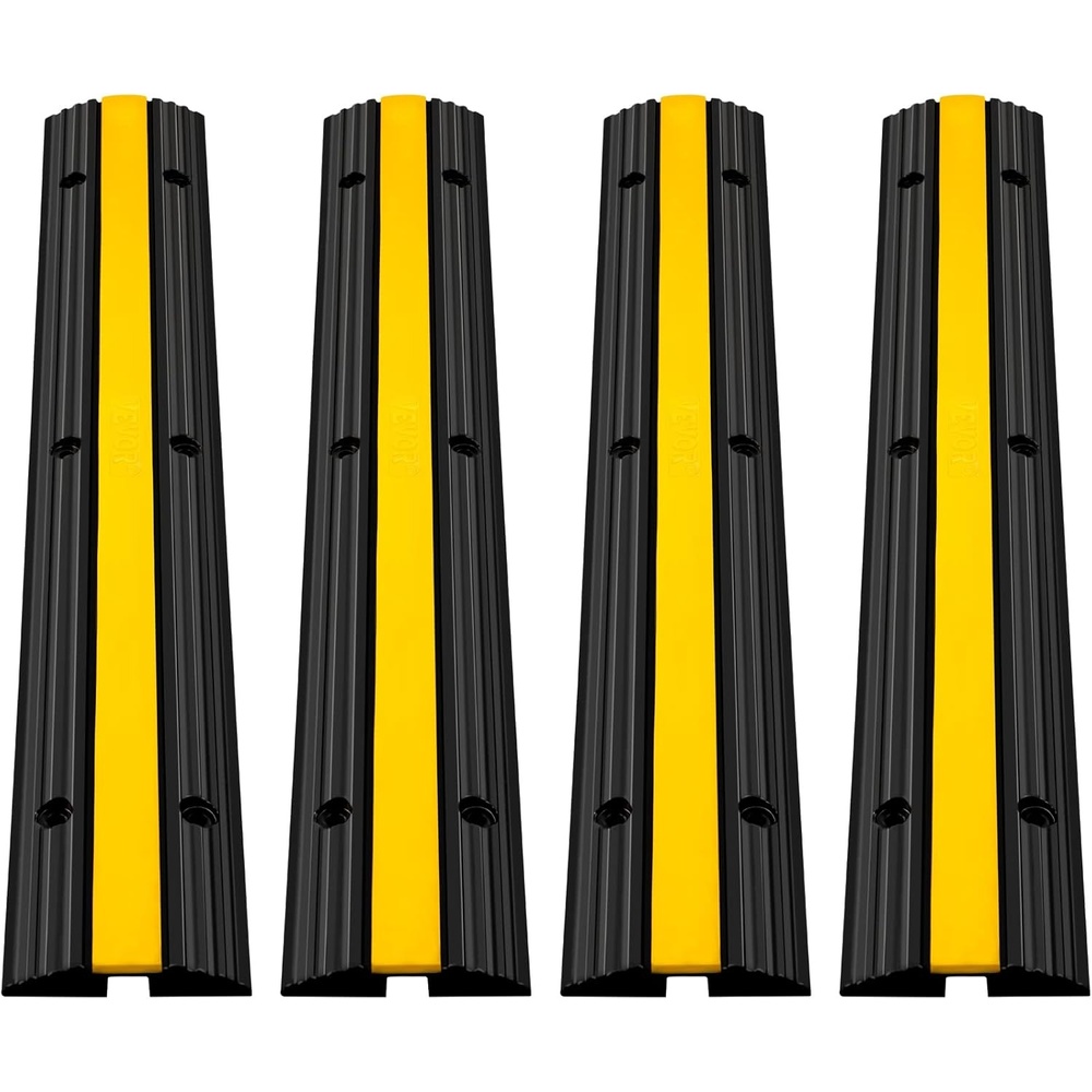 image:imageHappybuy 4 Pack of 1Channel Rubber Cable Protector Ramps Heavy Duty 18000Lbs Load Capacity Cable Wire Cord Cover Ramp Speed Bump Driveway Hose Cable Ramp Protective Cover  Heavy Duty 18000Lbs Load Capacity Speed Bump Driveway Hose Cable RampProtective Cover