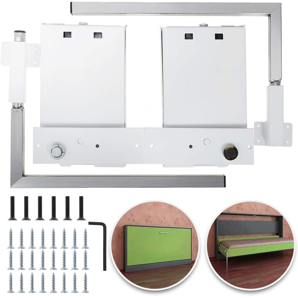 image:imageHappybuy Murphy Mounting Wall Springs Mechanism Heavy Duty Support Hardware DIY Kit for Queen Twin Size Bed Horizontal WhiteHorizontal