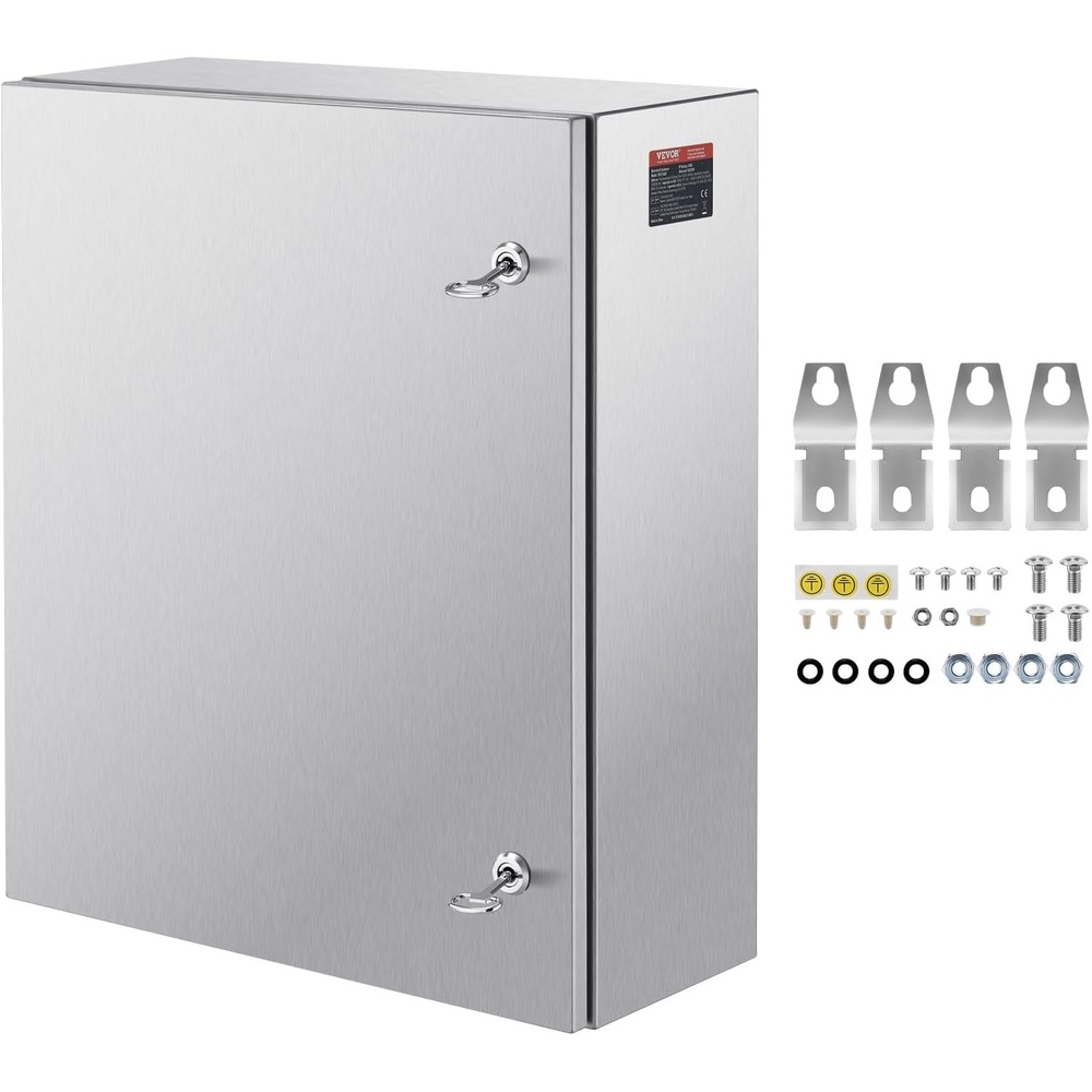 image:imageSteel Electrical Box 12 x 12 x 8 Electrical Enclosure Box 304 Stainless Steel Electronic Equipment Enclosure Box IP65 Weatherproof WallMounted Metal Electrical Enclosure with Mounting Plate24 x 20 x 8