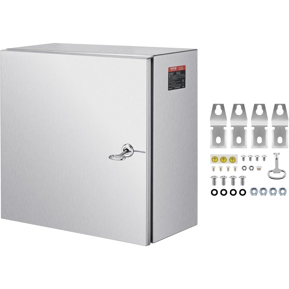 image:imageSteel Electrical Box 12 x 12 x 8 Electrical Enclosure Box 304 Stainless Steel Electronic Equipment Enclosure Box IP65 Weatherproof WallMounted Metal Electrical Enclosure with Mounting Plate12 x 12 x 8