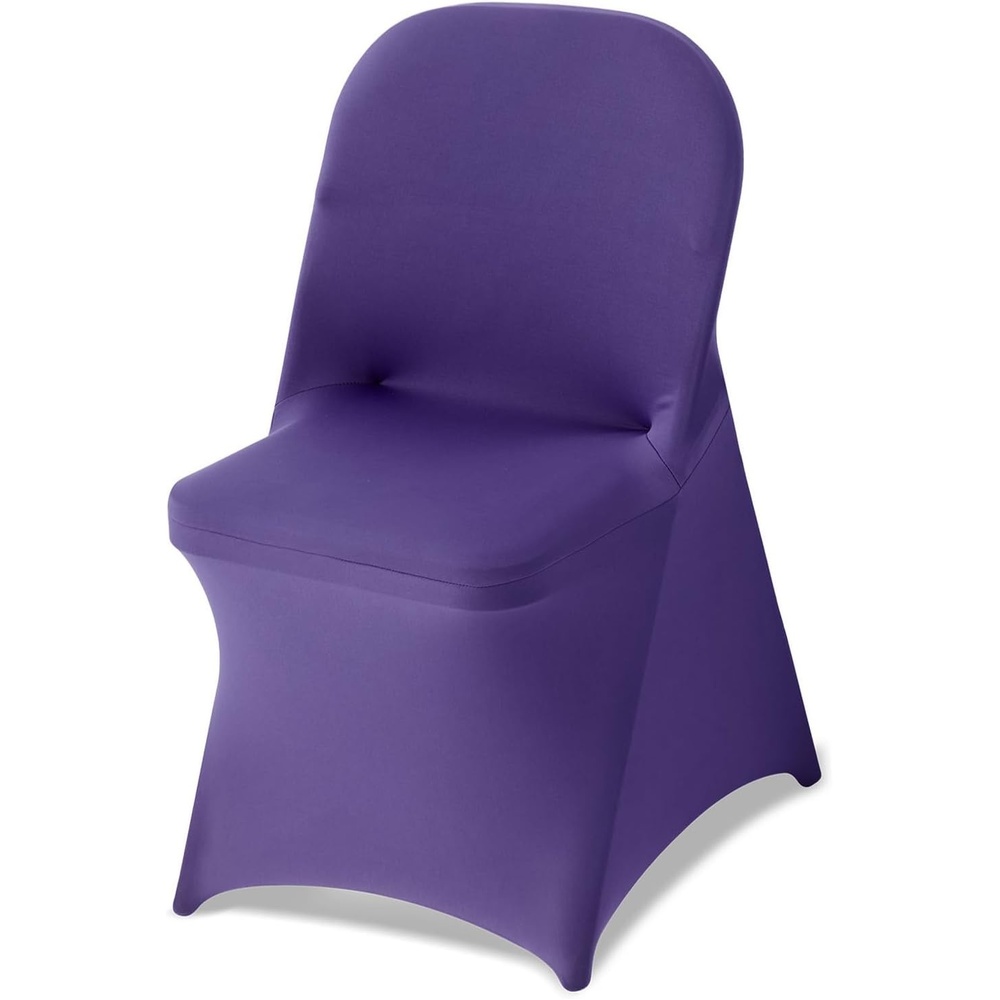 image:imageVEVOR 100 Pcs White Chair Covers Polyester Spandex Chair Cover Stretch Slipcovers for Wedding Party Dining Banquet Chair Decoration CoversPurplec