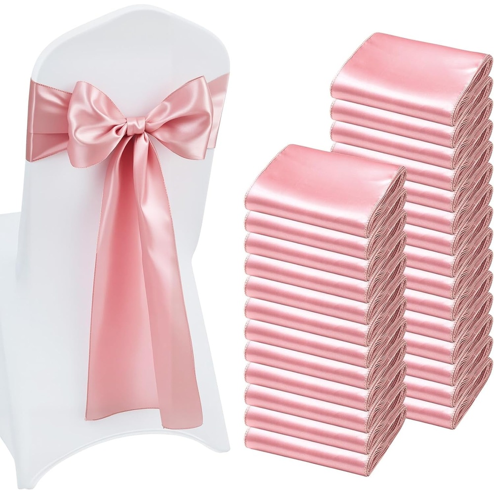 image:imageVEVOR 100 Pcs White Chair Covers Polyester Spandex Chair Cover Stretch Slipcovers for Wedding Party Dining Banquet Chair Decoration CoversRose Gold