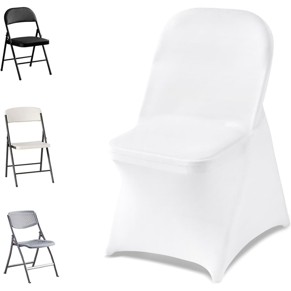 image:imageVEVOR 100 Pcs White Chair Covers Polyester Spandex Chair Cover Stretch Slipcovers for Wedding Party Dining Banquet Chair Decoration CoversWhitec