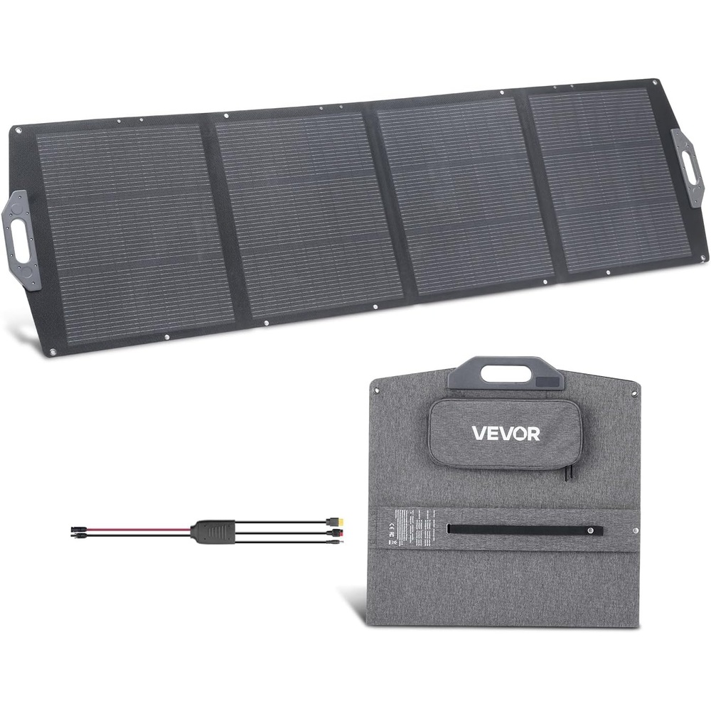 image:imageVEVOR 100W Foldable Solar Panel 24 HighEfficiency Portable Monocrystalline Solar Panel Charger with MC4 Output USBA TypeC amp DC Ports IP65 Waterproof for Power Stations Camping Hiking Trips200W